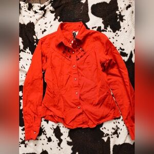 "BANJO" WOMEN'S 80'S/90'S WESTERN BUTTON UP - RED